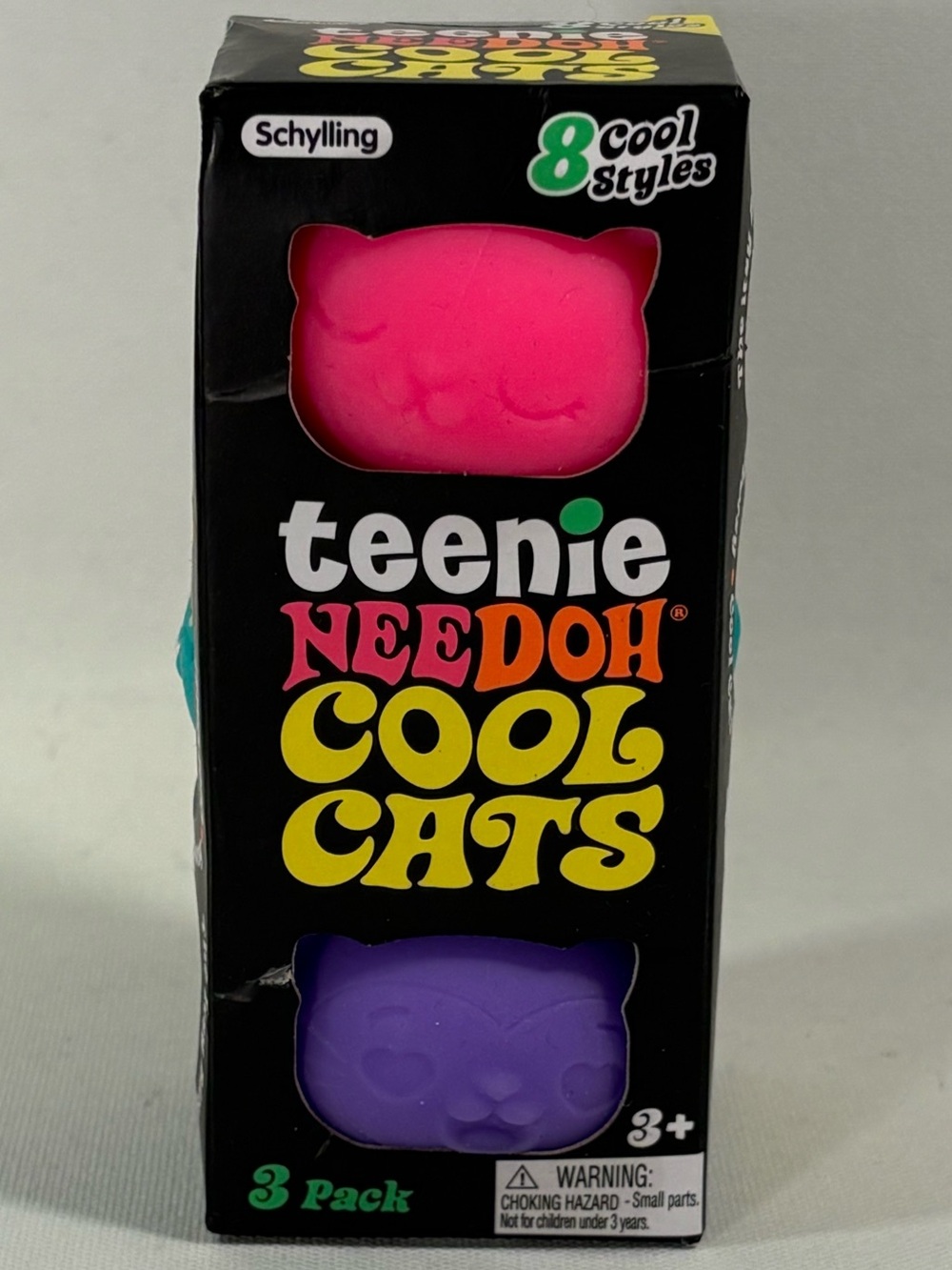 🐾 [BRAND NEW] NEE DOH TEENIE COOL CATS 3-PACK PINK GREEN PURPLE SQUISHY CATS 🐾
